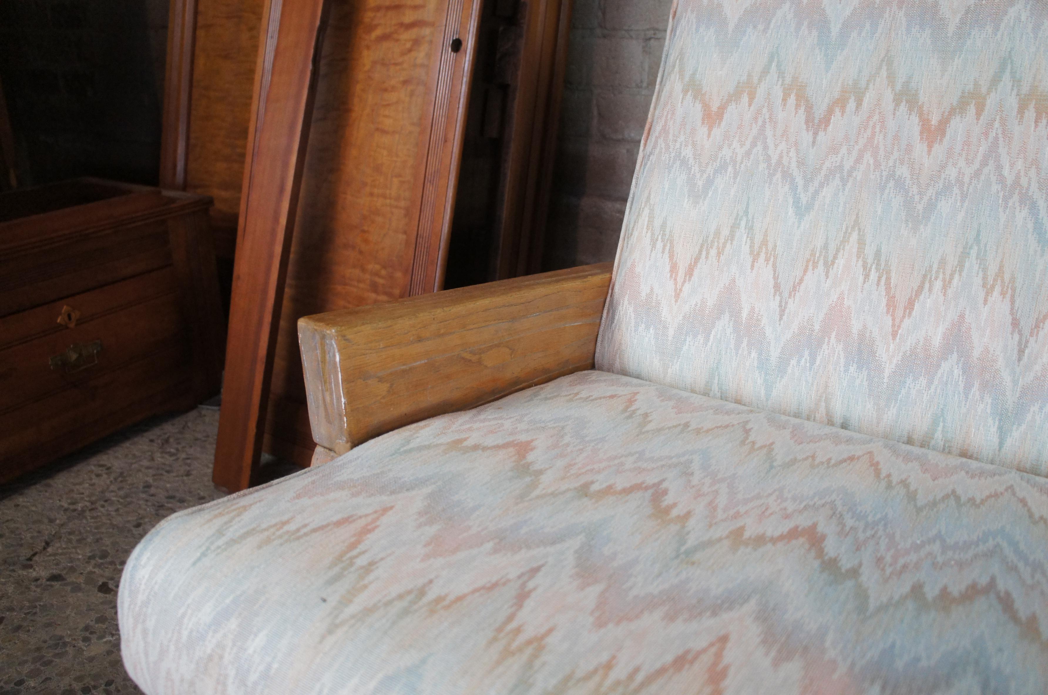 Vintage 4 Pc August Brandt Ranch Oak Rustic Sectional Sofa & Lounge Arm Chair In Good Condition In Dayton, OH