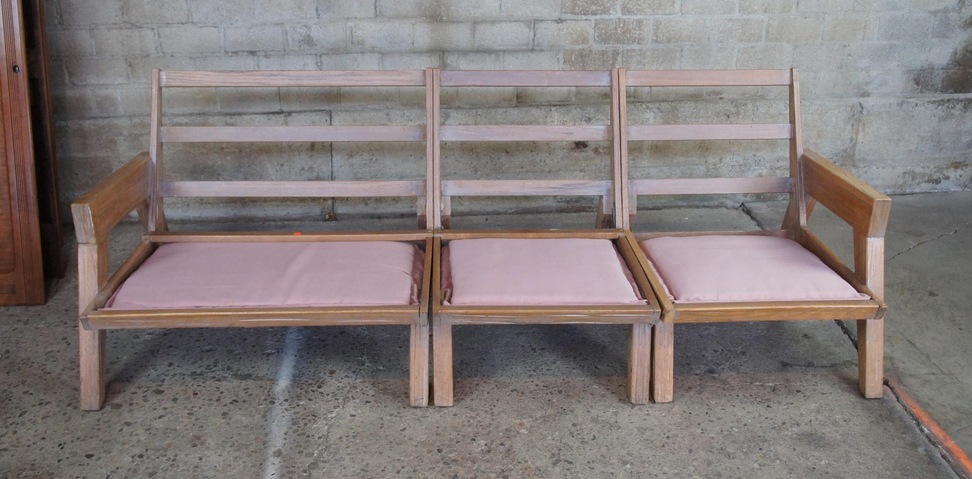 Fauteuil sectionnel rustique et fauteuil de salon vintage en chêne de ranch August Brandt, 4 pièces en vente 3