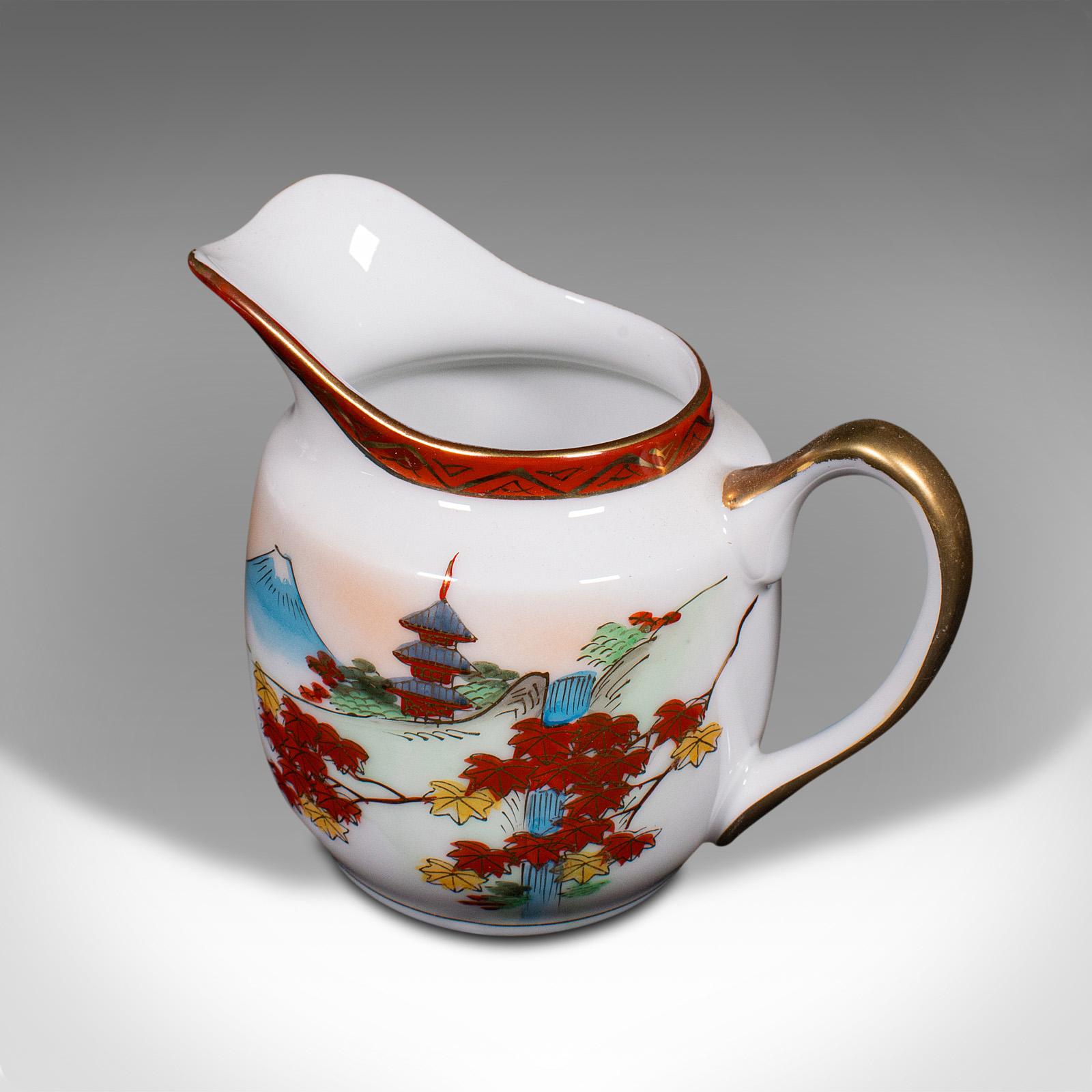 Vintage 4-person Tea Set, Japanese, Ceramic, Teapot, Cups, After Arita, Art Deco For Sale 4