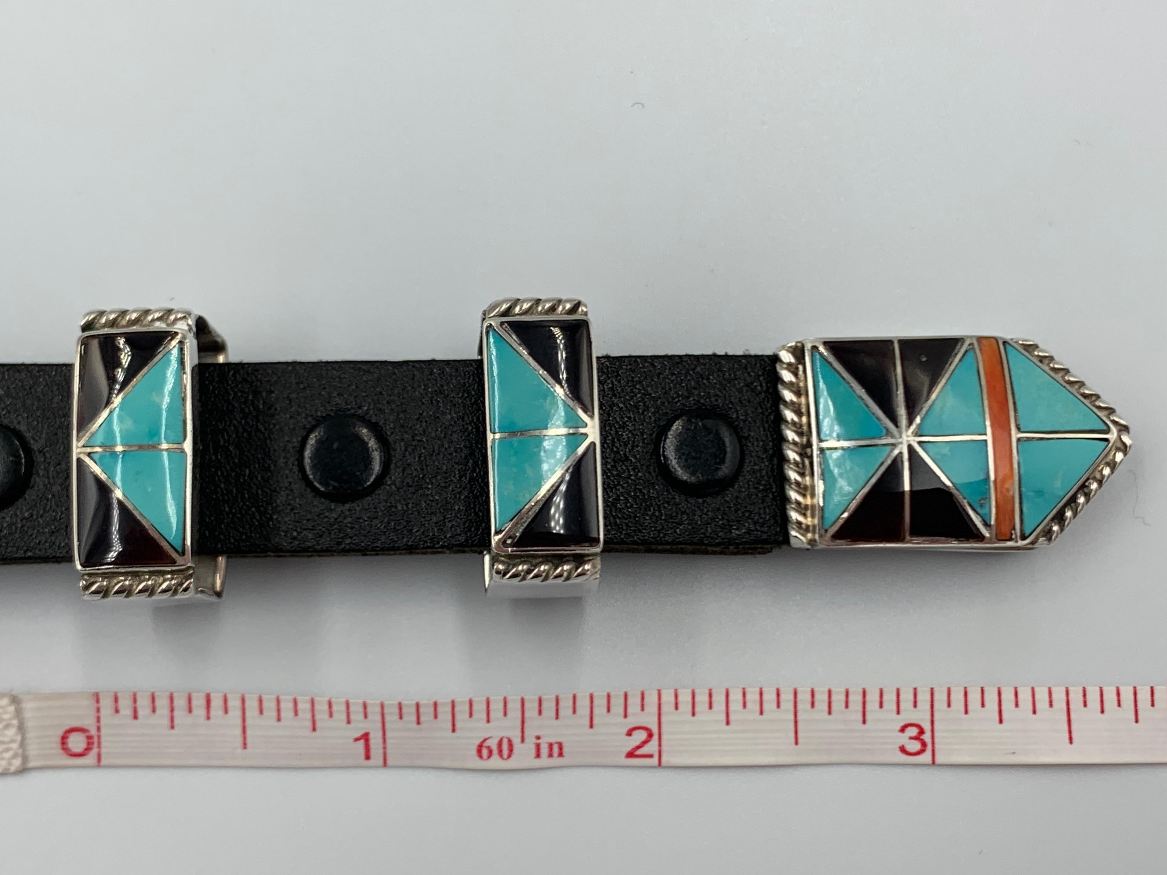 4-teiliges Ranger-Schnallen-Set mit Pferdeintarsien von Lincoln und Helen Zunie, Vintage im Angebot 6