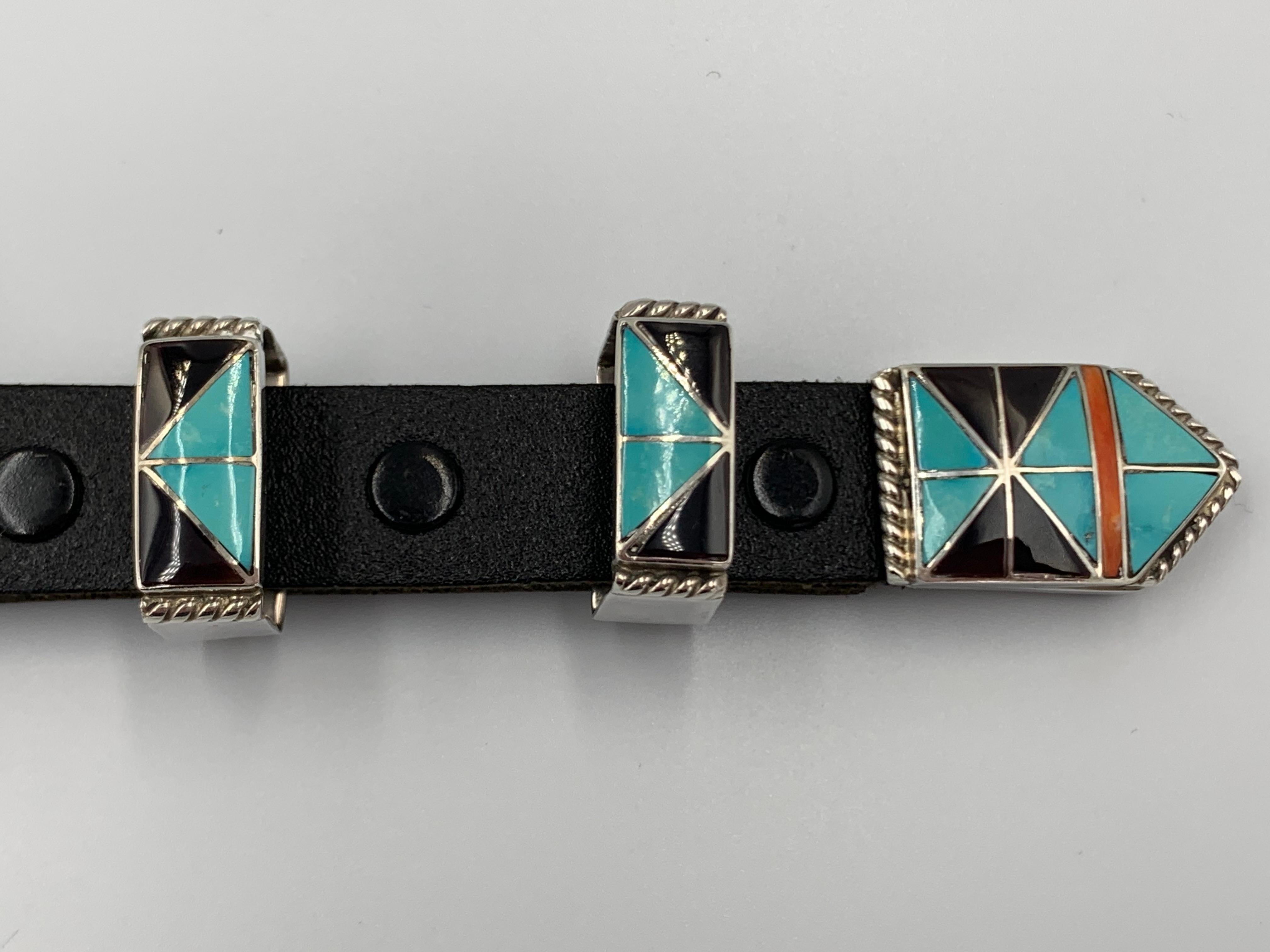 4-teiliges Ranger-Schnallen-Set mit Pferdeintarsien von Lincoln und Helen Zunie, Vintage im Angebot 1