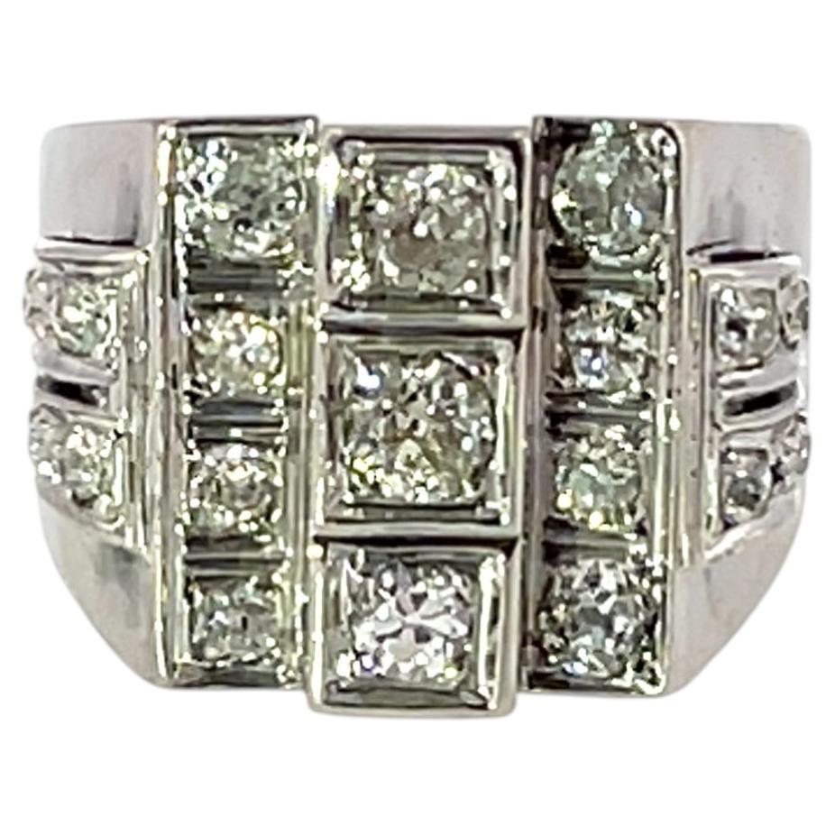 Vintage 4 Row Diamond Dress Ring, 18ct White Gold, 0.60ct total