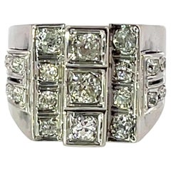 Vintage 4 Row Diamond Dress Ring, 18ct White Gold, 0.60ct total