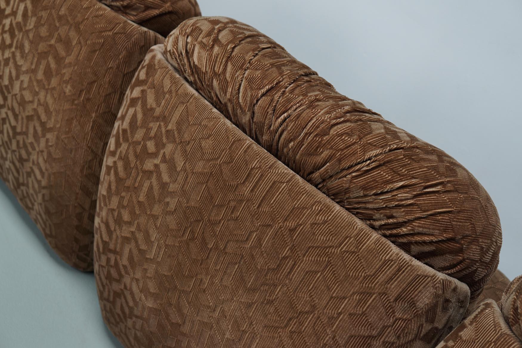 Vintage 4-seat Brown Italian Modular Design Sofa Corduroy, 1970s 4