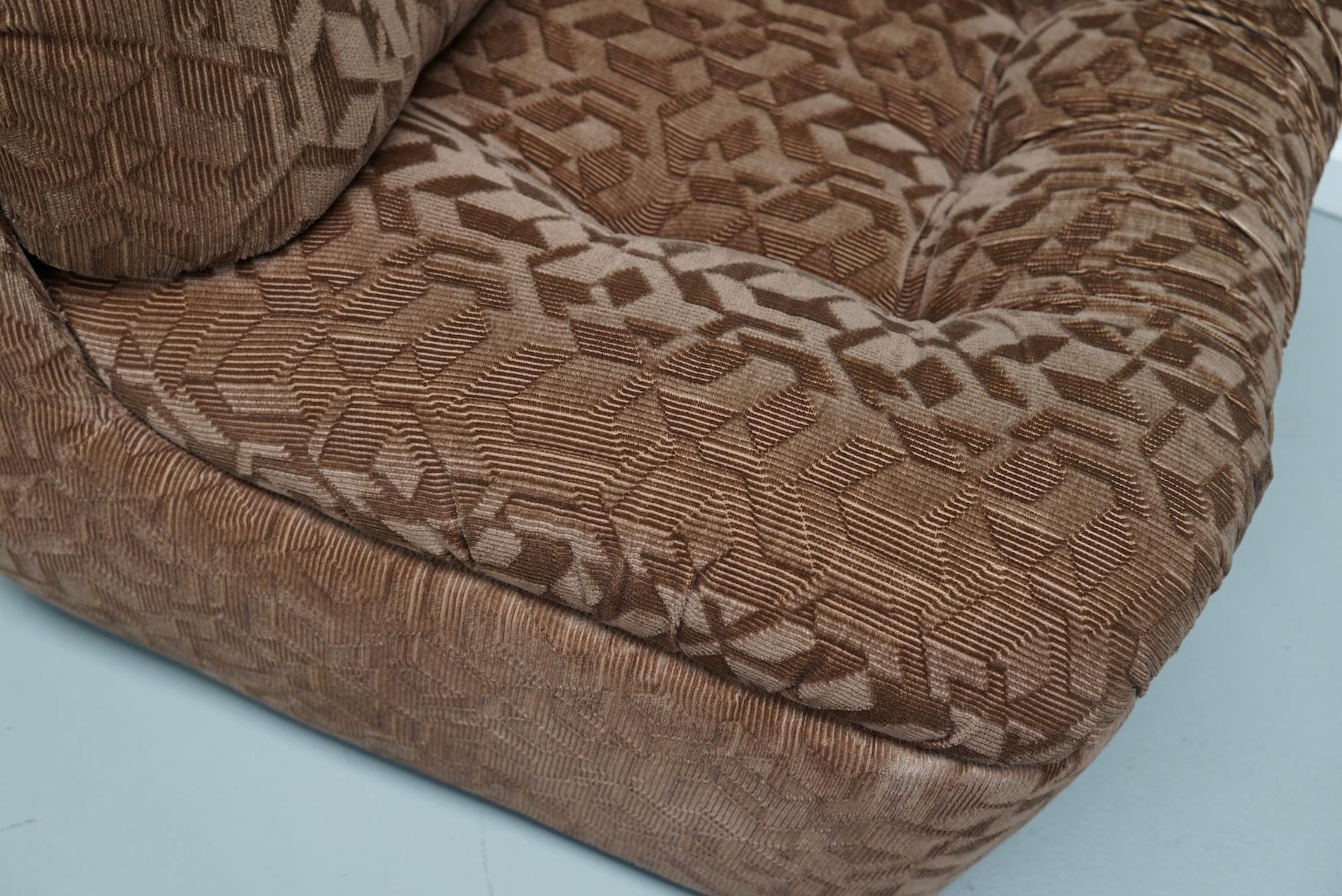 Vintage 4-seat Brown Italian Modular Design Sofa Corduroy, 1970s 12
