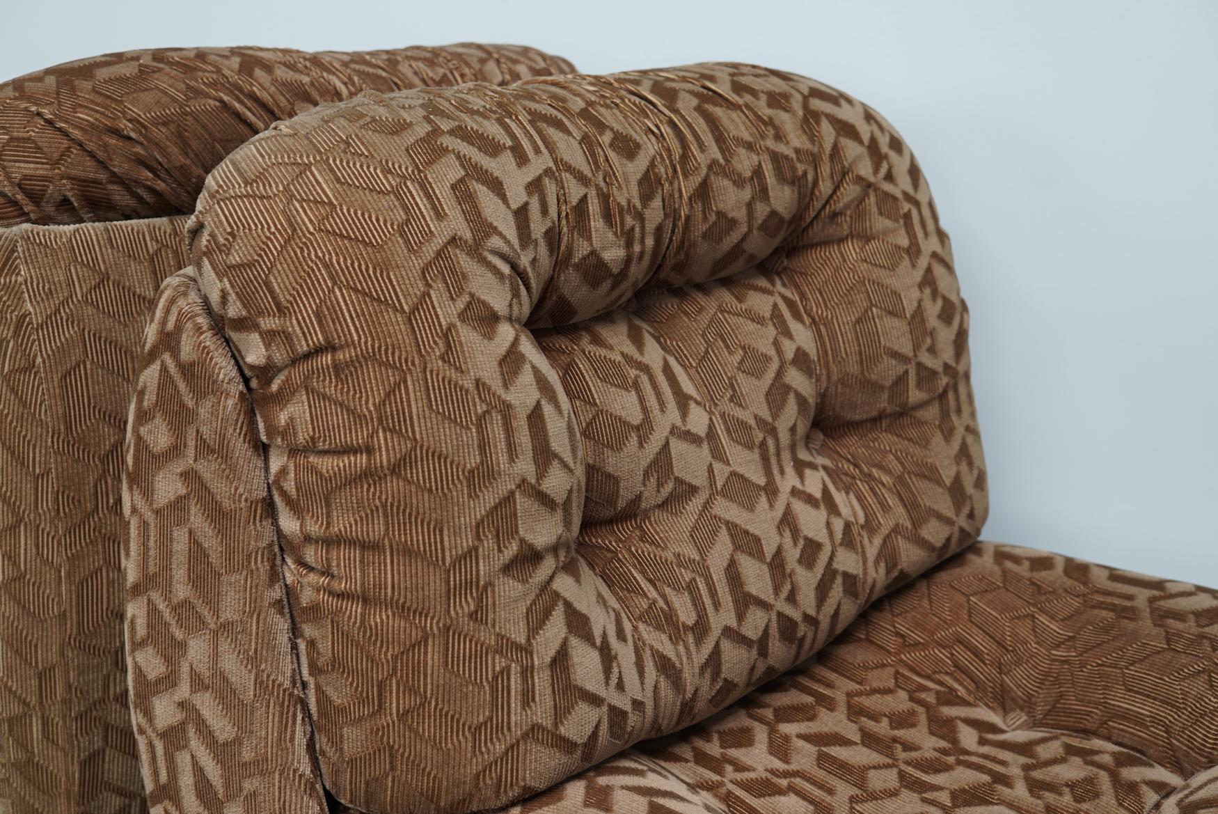 Vintage 4-seat Brown Italian Modular Design Sofa Corduroy, 1970s 13