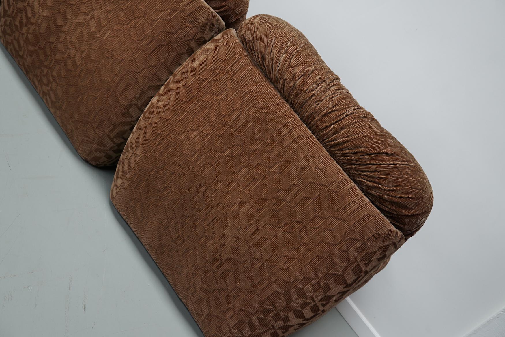 Vintage 4-seat Brown Italian Modular Design Sofa Corduroy, 1970s 3