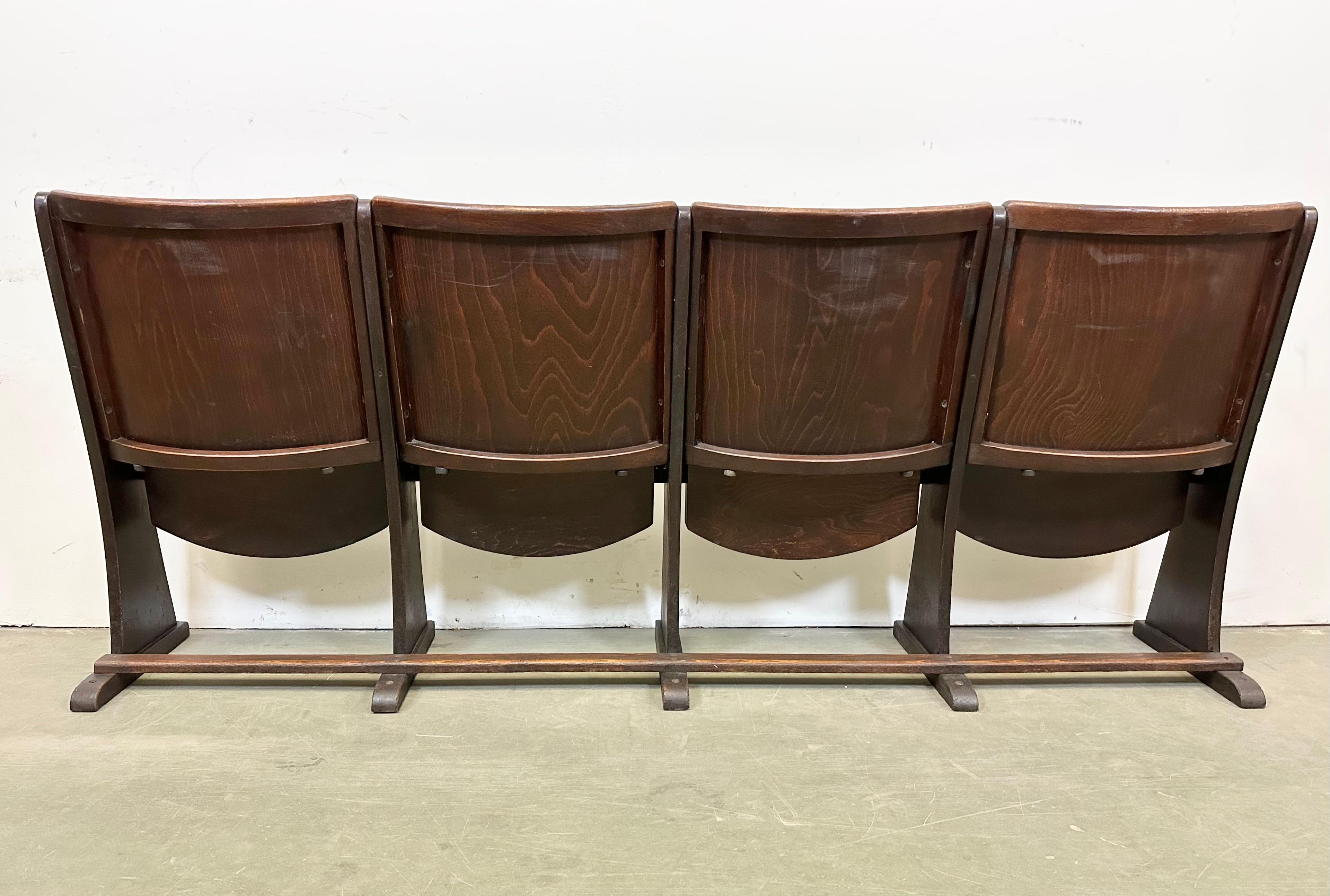 Vintage 4-Seat Cinema Bench from Thonet , 1950s For Sale 5