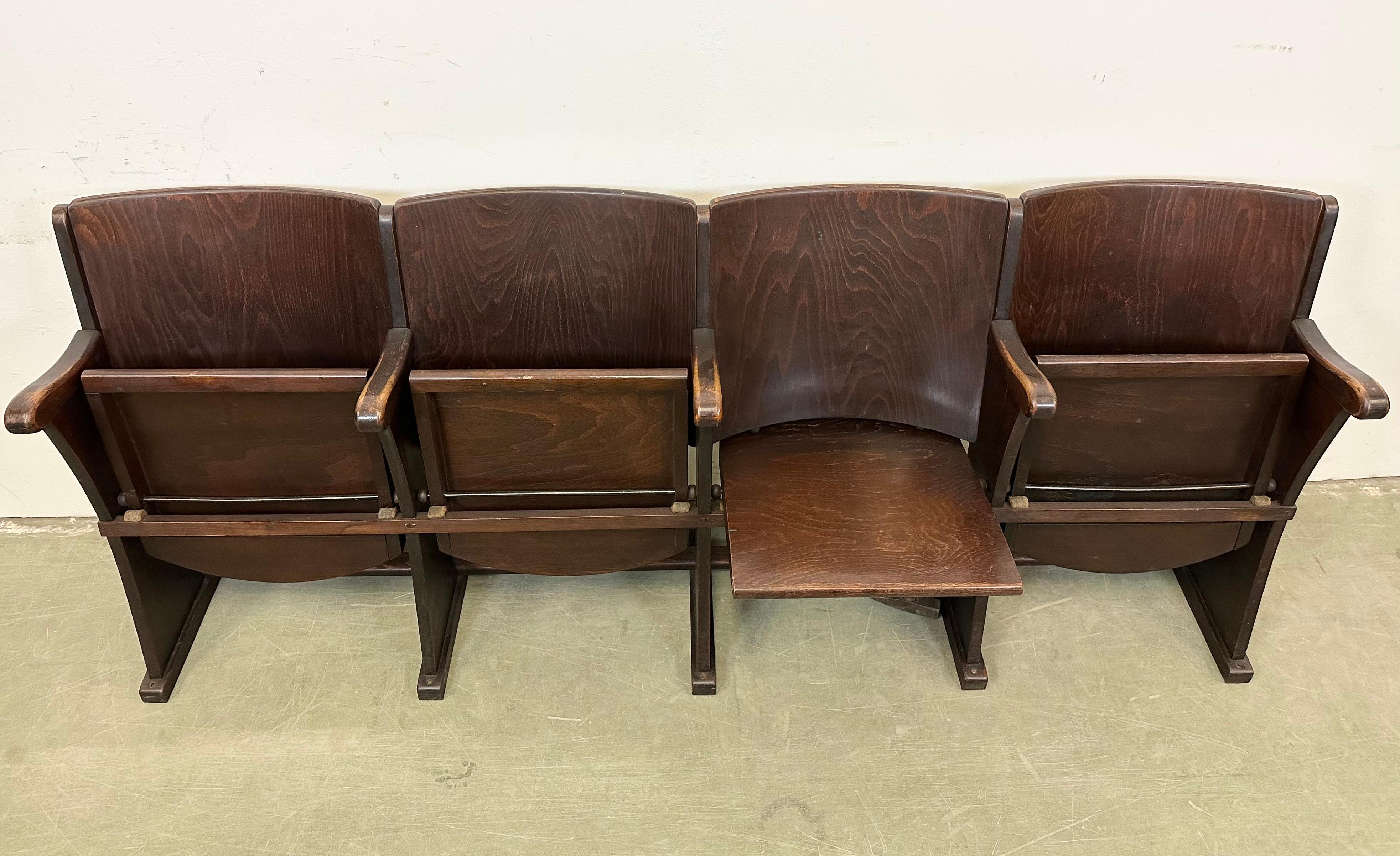 Wood Vintage 4-Seat Cinema Bench from Thonet , 1950s For Sale