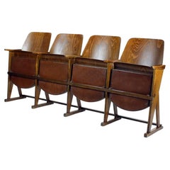 Vintage 4 Seat Cinema Bench, Ton, Czechoslovakia, 1950s