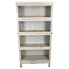 Vintage 4-stack Industrial Metal Barrister Bookcase