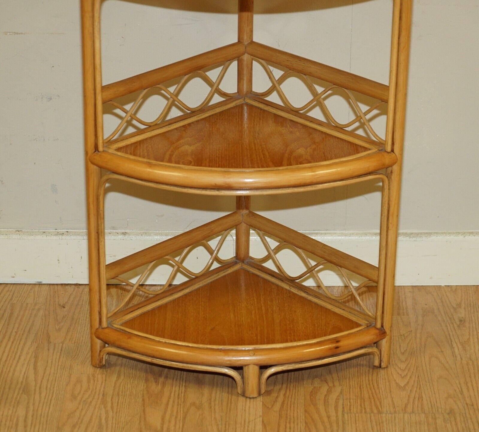 Mid-Century Modern Vintage 4 Tier Freestanding Corner Whatnot Shelves Bookcase Display Stand For Sale
