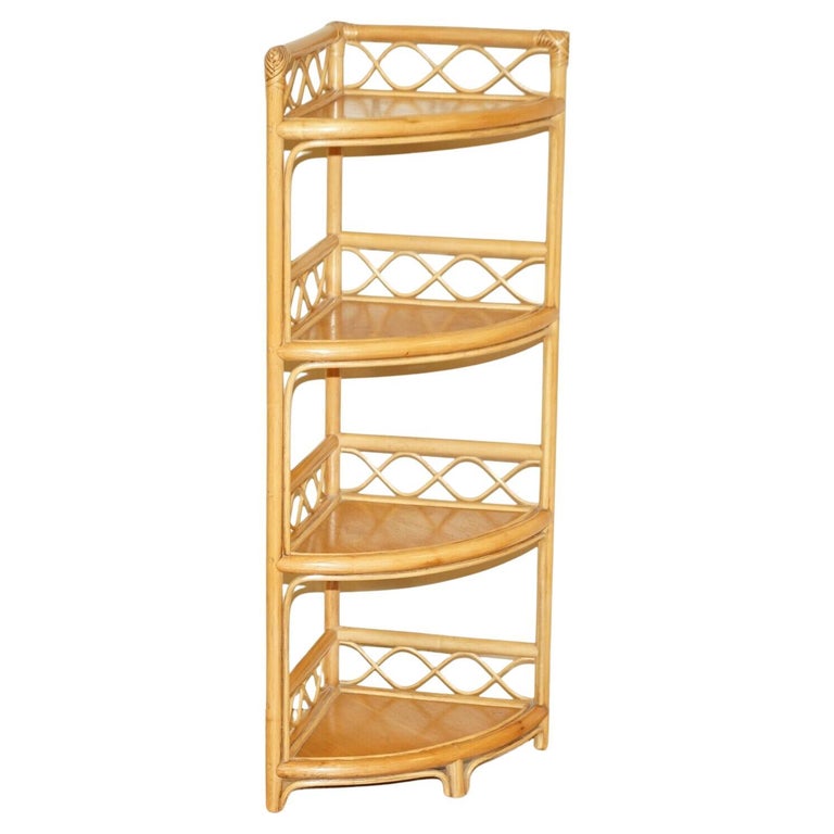 Vintage 4 Tier Freestanding Corner Whatnot Shelves Bookcase Display