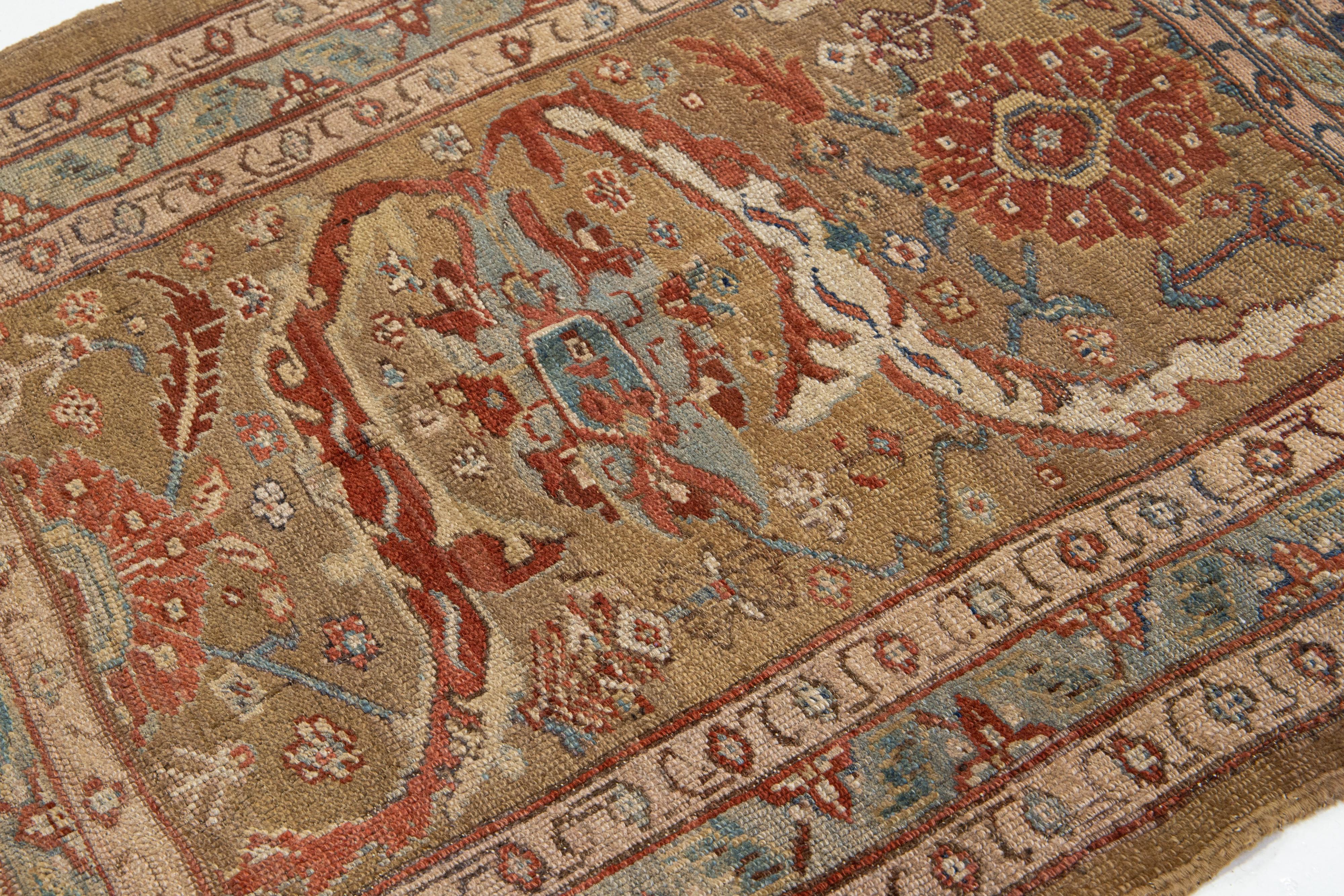 Jahrgang 4 X 4  Bakshaeish Persische Wolle Läufer In Brown Mit Floralem Design (Afghanisch) im Angebot