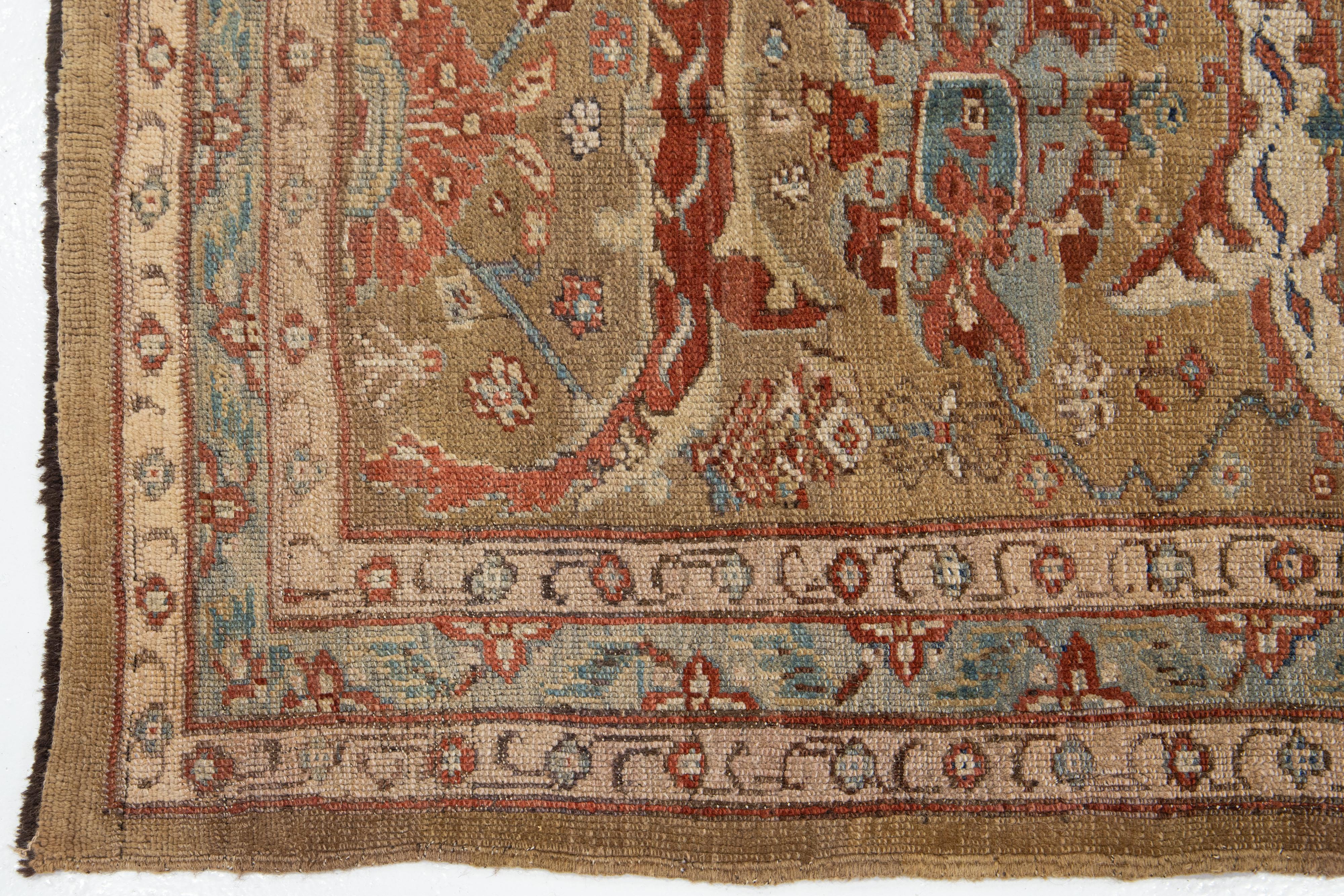 Jahrgang 4 X 4  Bakshaeish Persische Wolle Läufer In Brown Mit Floralem Design im Zustand „Gut“ im Angebot in Norwalk, CT