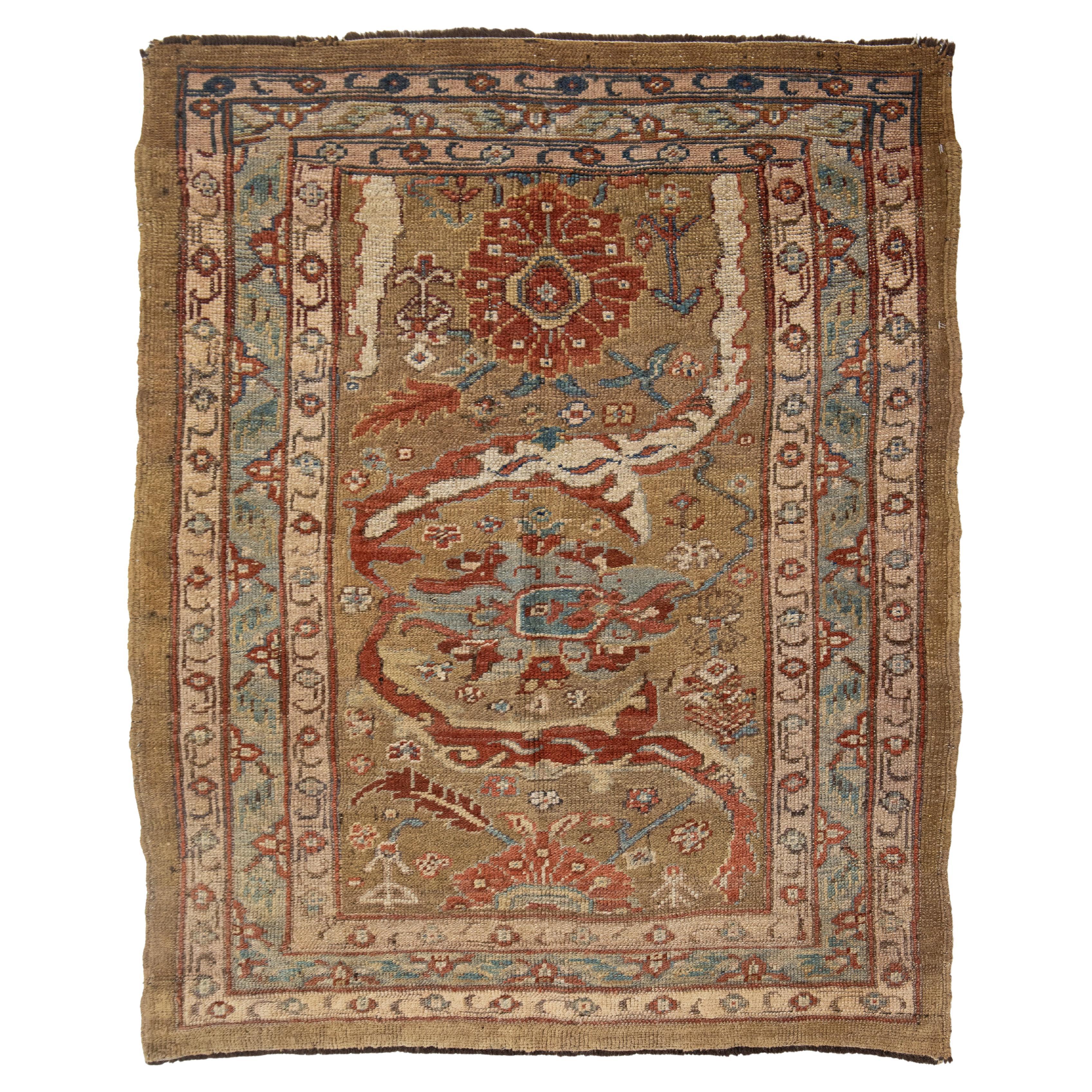 Jahrgang 4 X 4  Bakshaeish Persische Wolle Läufer In Brown Mit Floralem Design