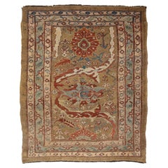 Vintage 4 X 4  Bakshaeish Persian Wool Runner In Brown With Floral Design