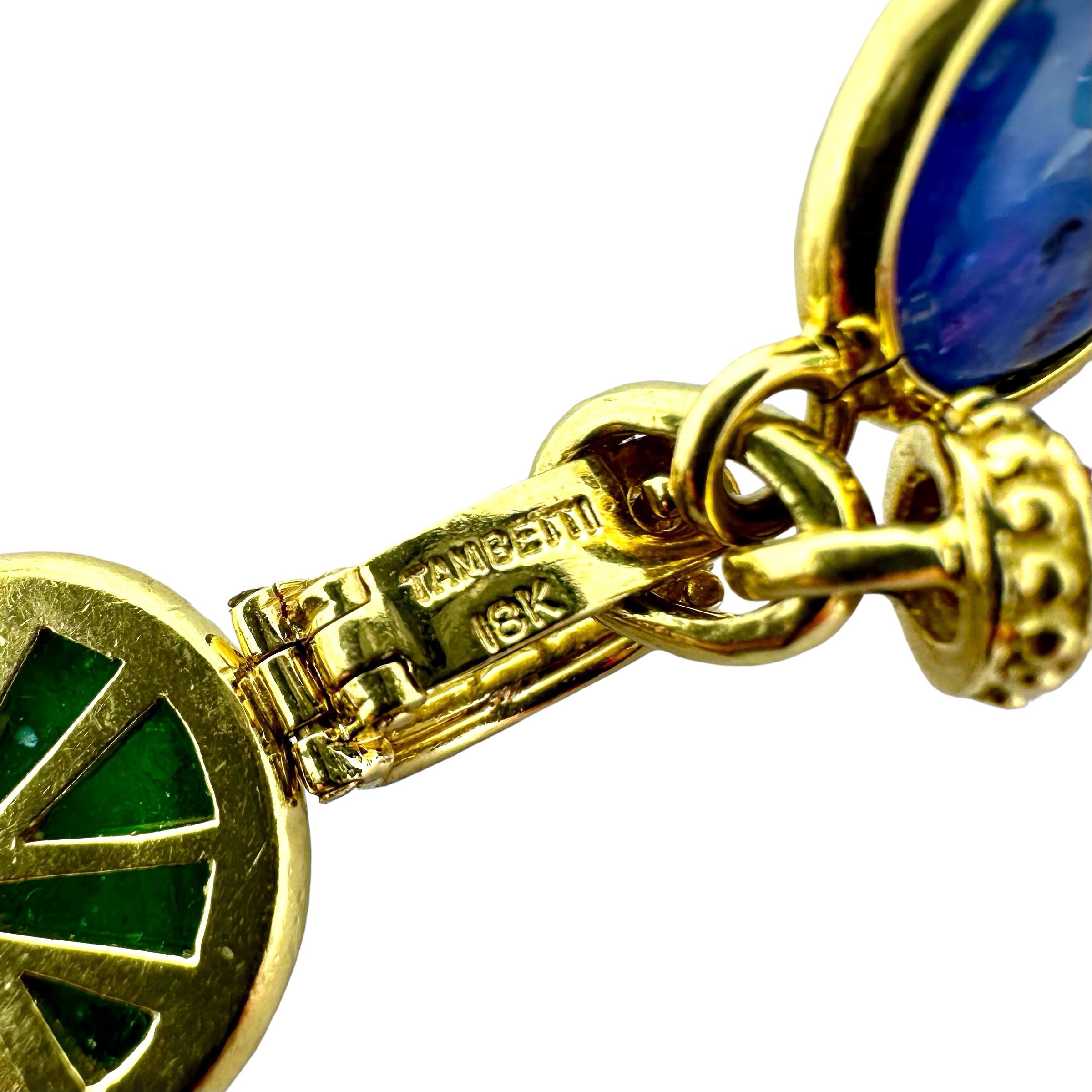 Tambetti Collier vintage de 40 pouces de long en or, diamants et pierres multicolores Pour femmes en vente