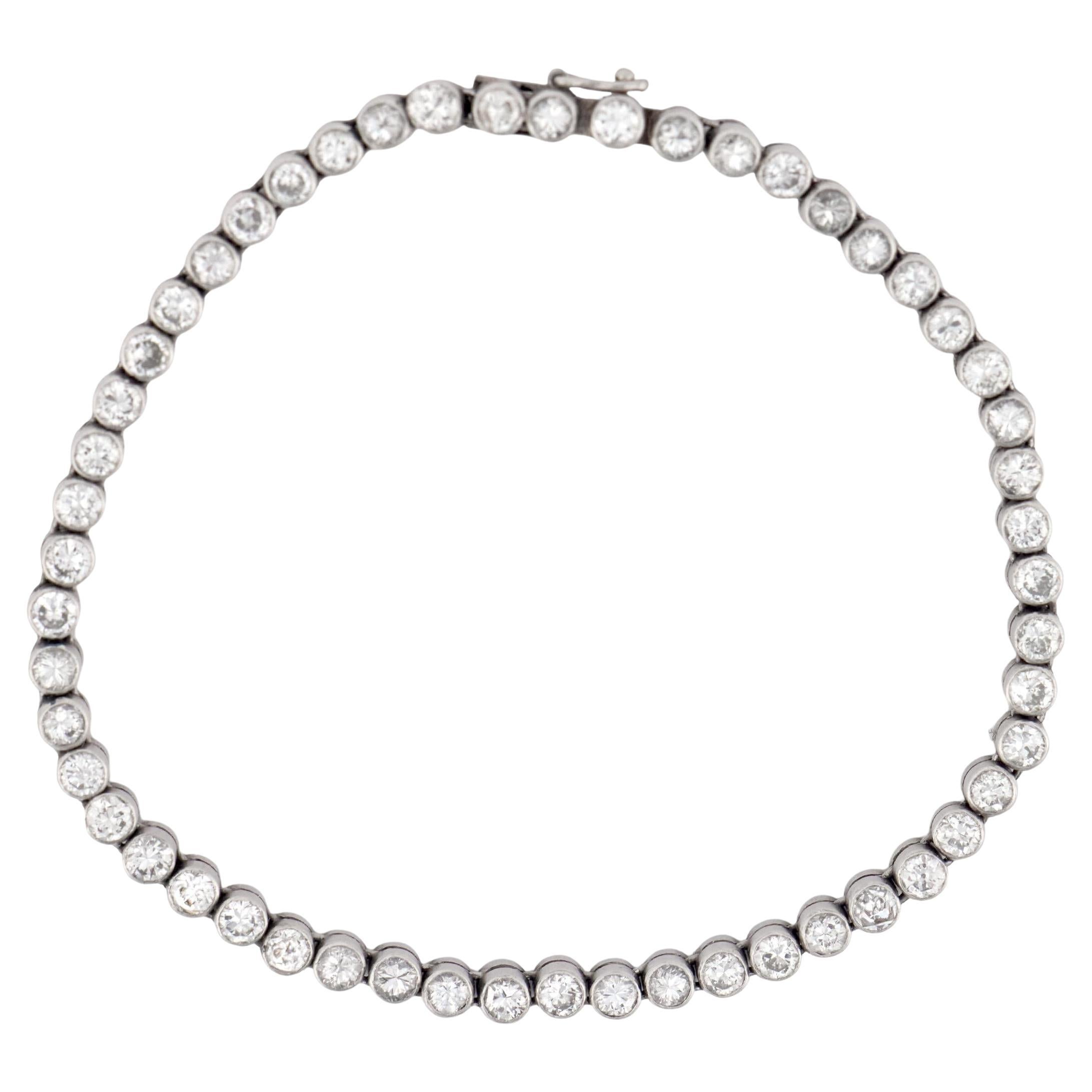 Vintage 4.00 carat bezel set diamond platinum tennis bracelet For Sale