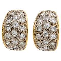 Vintage 4.00 carat diamond 14k yellow and white gold earrings