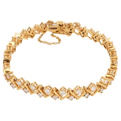 Vintage 4.00 carat diamond 14k yellow gold bracelet
