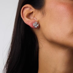 Vintage 4.00 carat diamond 18k white gold clover earrings