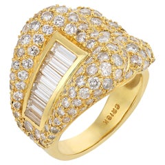 Vintage 4.00 carat diamond 18k yellow gold cocktail ring