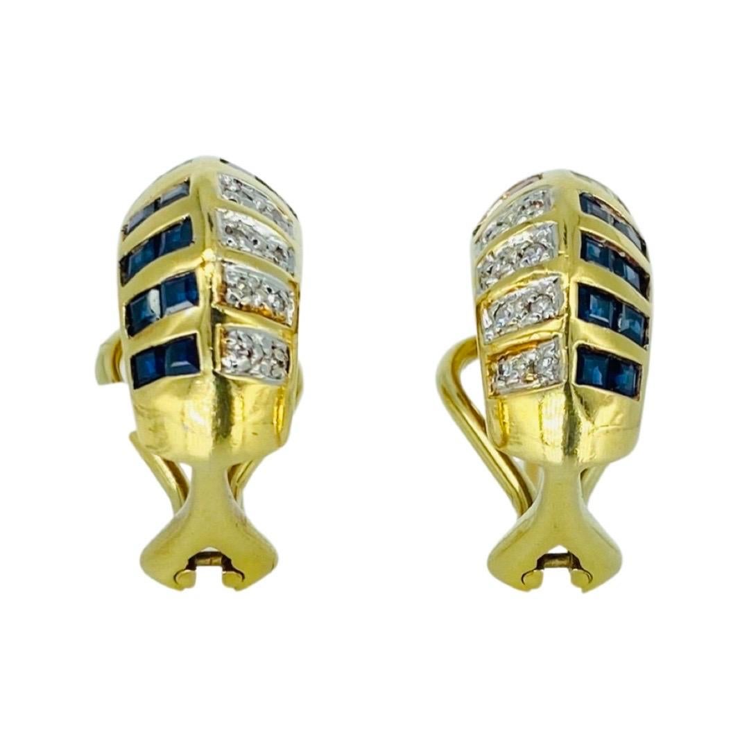 Vintage 4.00 Carat Sapphires, Rubys and Diamonds Omega Clip Earrings 18k Gold For Sale 5