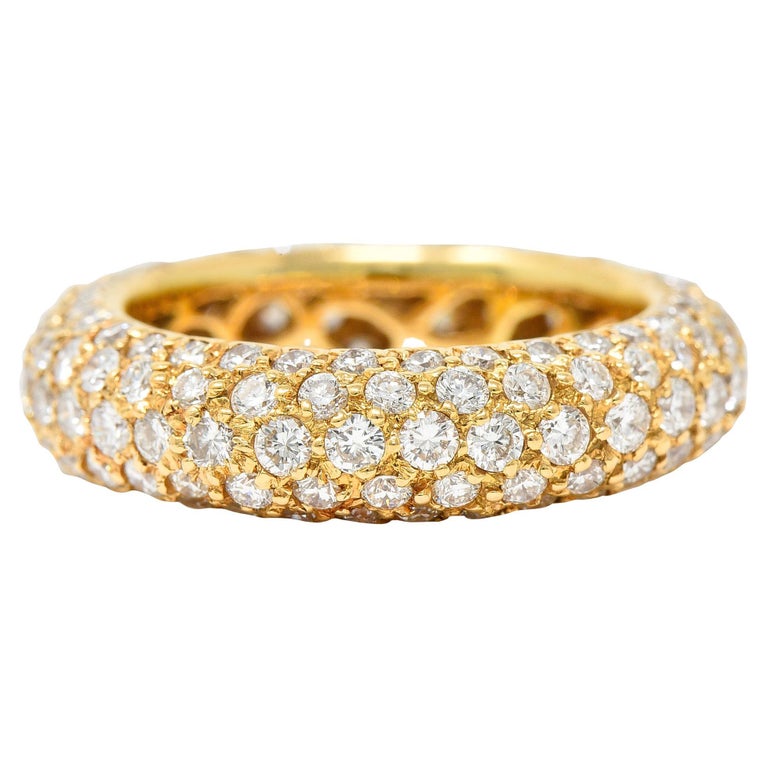 Vintage 3.50 Carats Pave Diamond 18 Karat Yellow Gold Unisex Band Ring ...