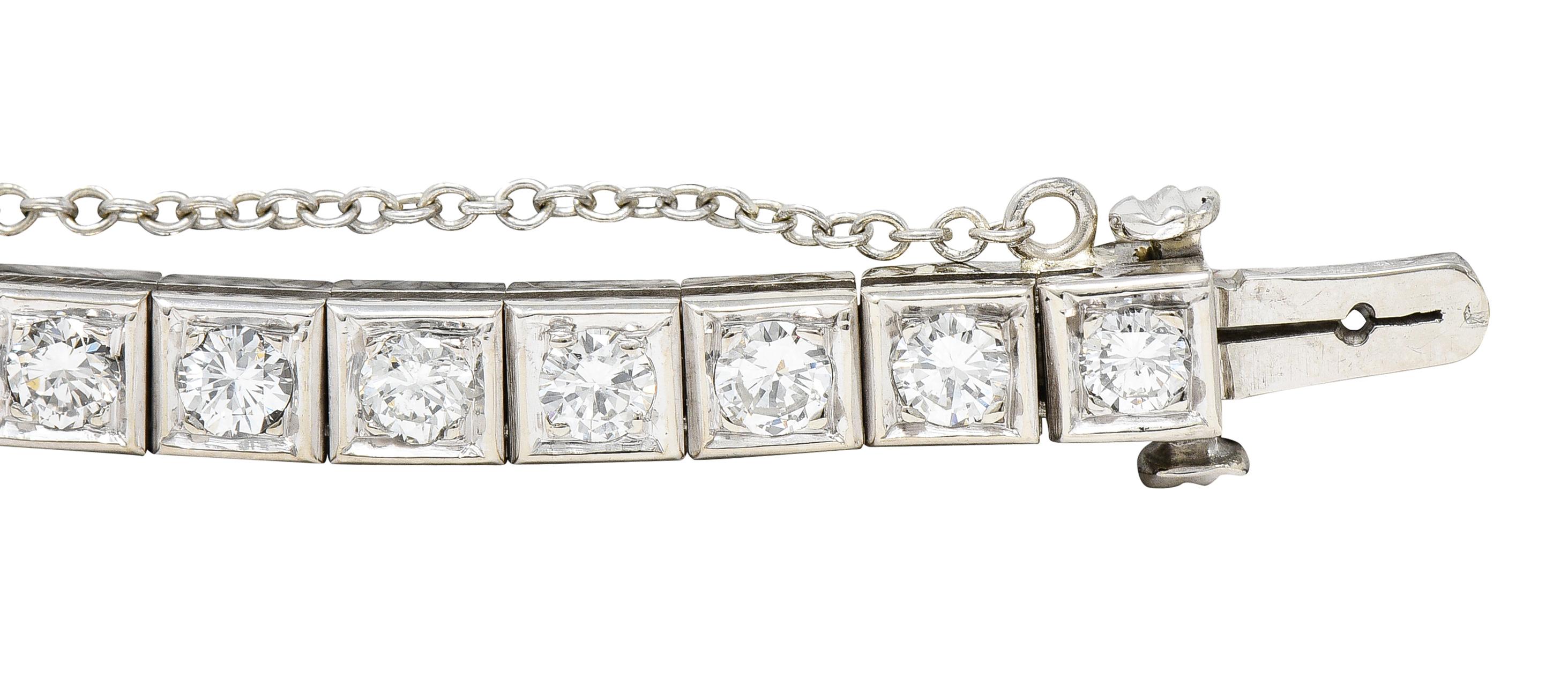 Vintage 4.00 Diamond 14 Karat White Gold Line Bracelet 1