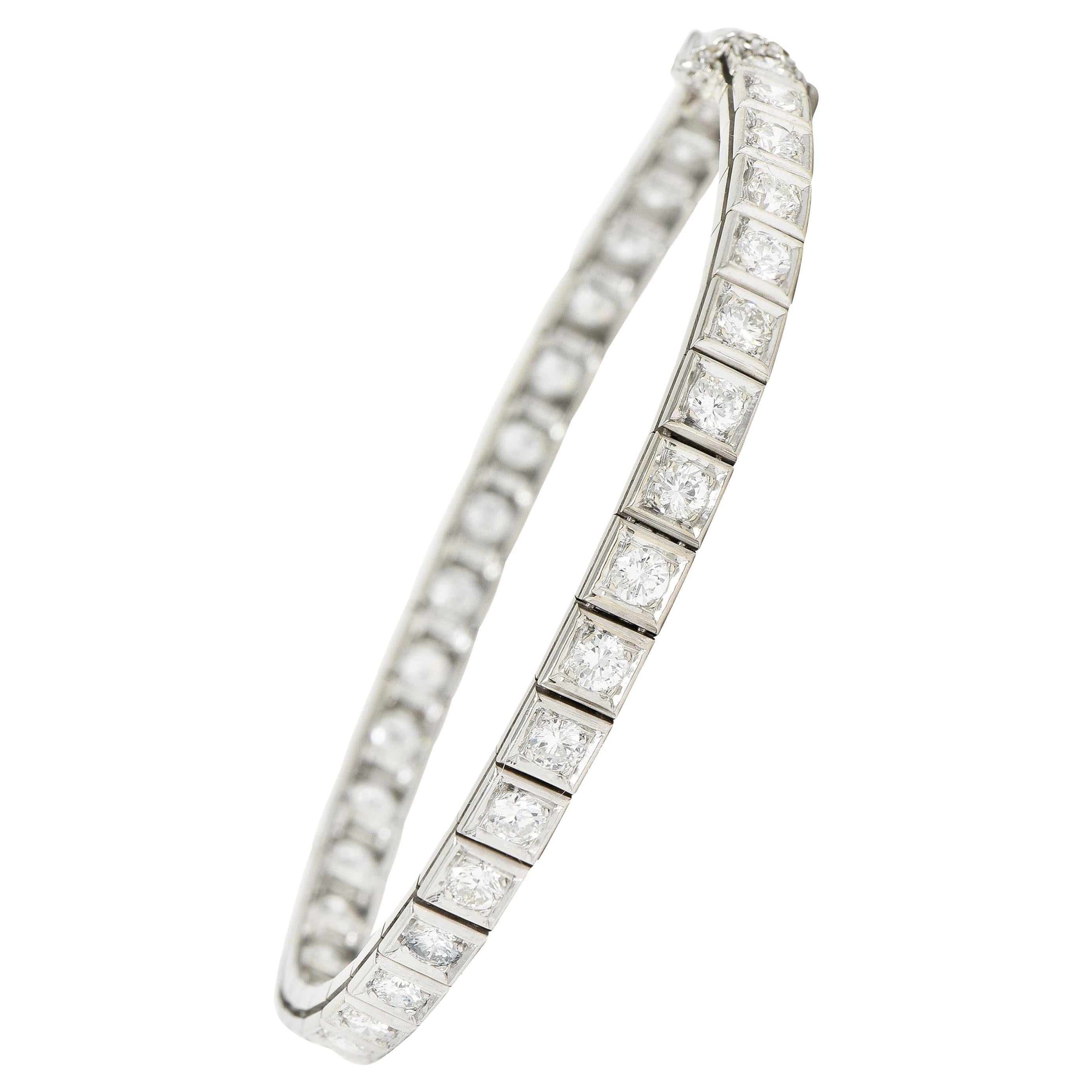 Vintage 4.00 Diamond 14 Karat White Gold Line Bracelet