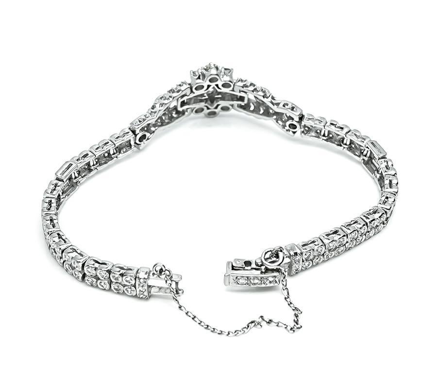 Marquise Cut Vintage 4.00ct Diamond Platinum Bracelet For Sale