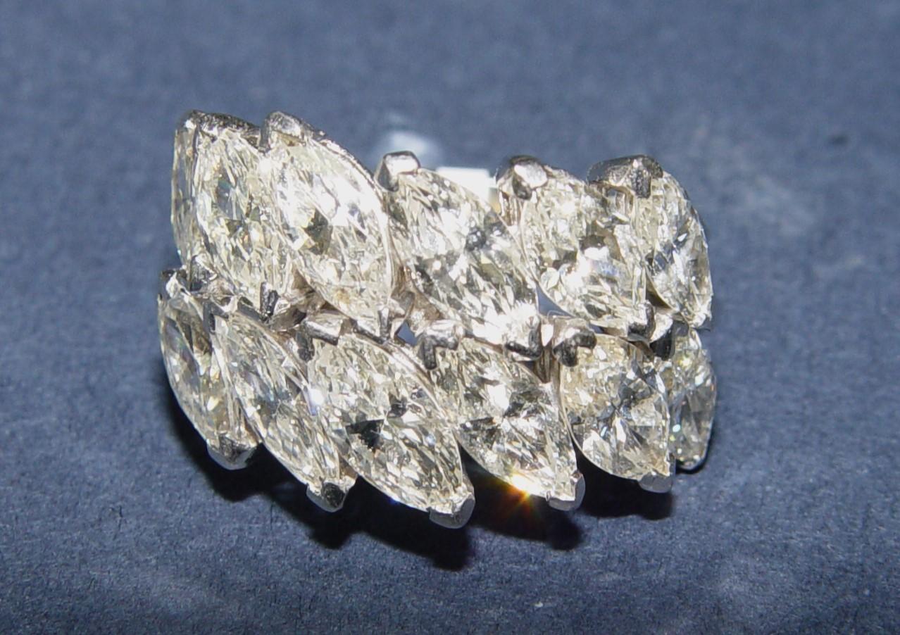 Vintage 4.00CT(Est). Marquise Diamond Cocktail Ring PLATINUM s-7 For Sale 5