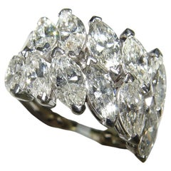 Vintage 4.00CT(Est). Marquise Diamond Cocktail Ring PLATINUM s-7