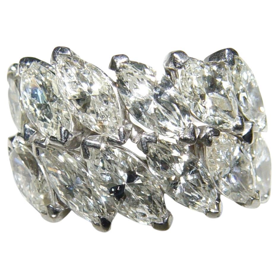 Art Deco Vintage 4.00CT(Est). Marquise Diamond Cocktail Ring PLATINUM s-7 For Sale