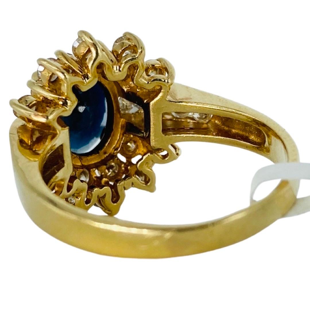 Women's Vintage 4.00tcw Blue Sapphire and Diamonds Cluster Cocktail Ring 14k Gold For Sale