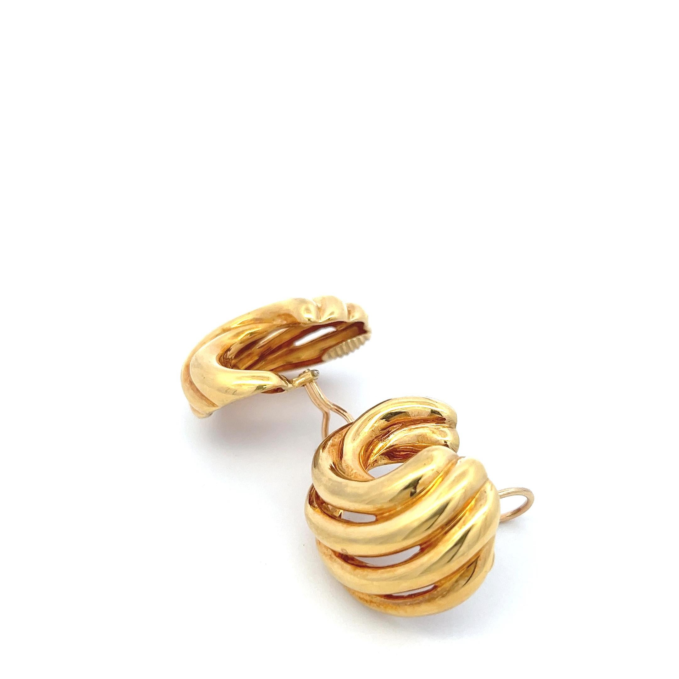 Vintage 40,30 Gramm 1,40 Zoll 18 Karat Gelbgold Clip auf Ohrringe Damen im Angebot