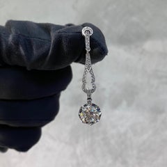 Vintage 4.04 Carat VVS Art Deco Style Diamond Pendant Drop Earrings White Gold