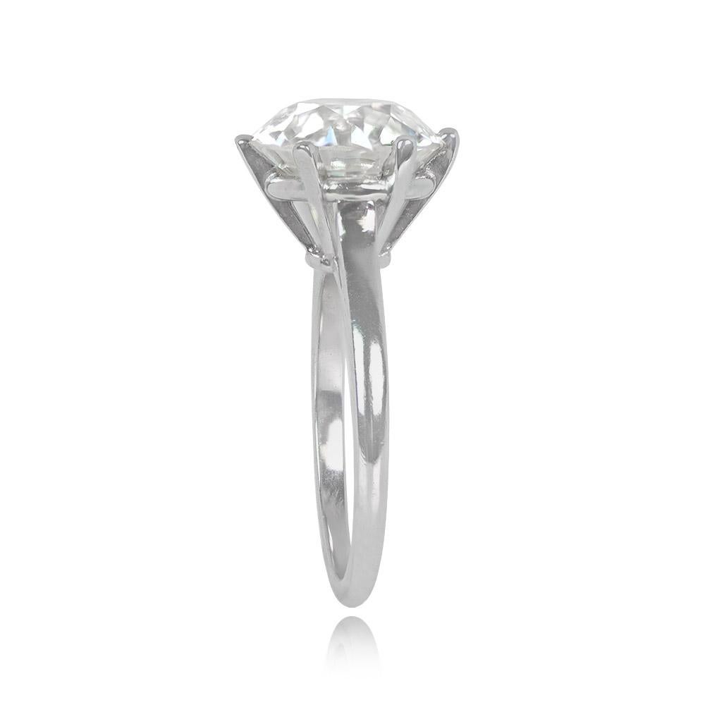 Art Deco Vintage 4.04ct Old European Cut Diamond Engagement Ring, Platinum, French For Sale