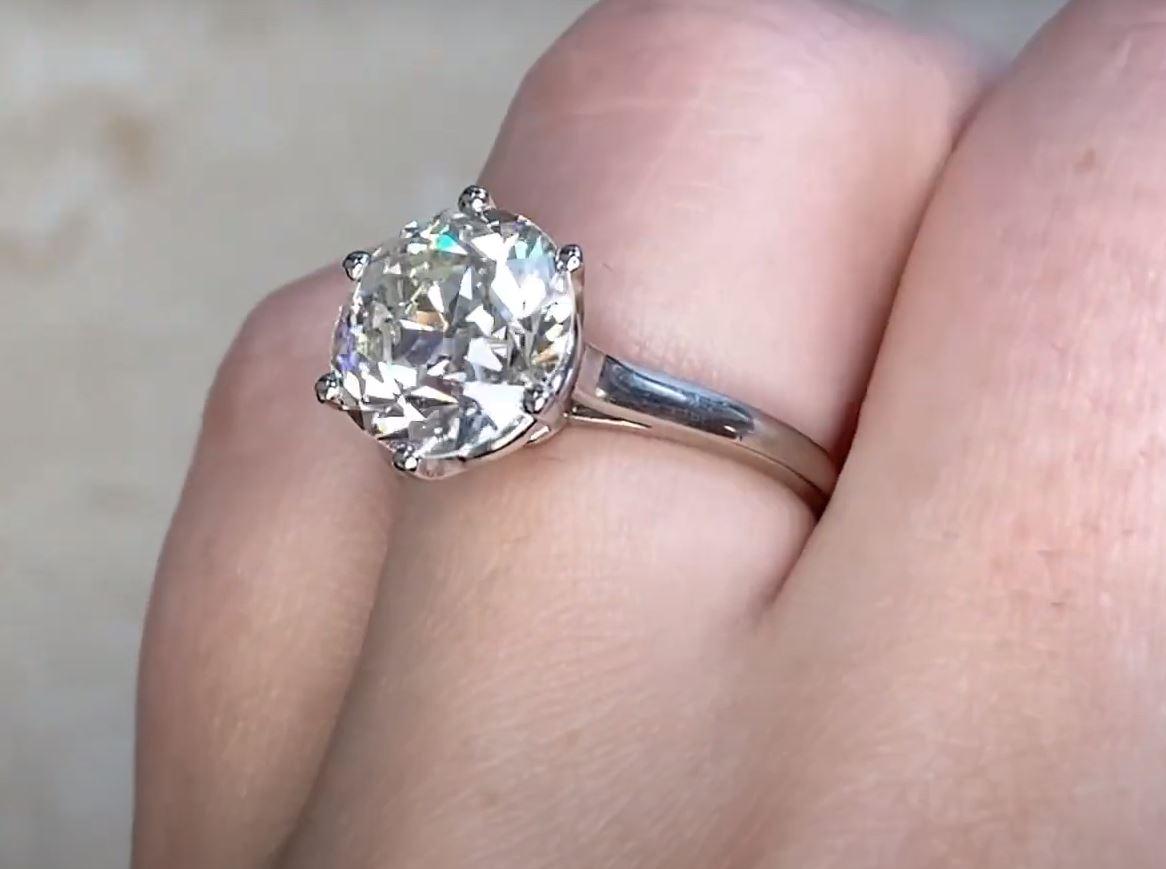 Vintage Old European Cut Diamond Engagement Ring (Approx. 4.00-Carats), Platinum In Excellent Condition In New York, NY