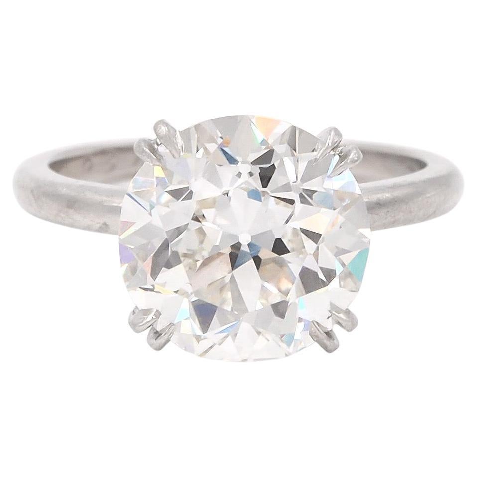 Verlobungsring mit 4,05 Karat GIA-Diamant im alteuropäischen Schliff von Cartier