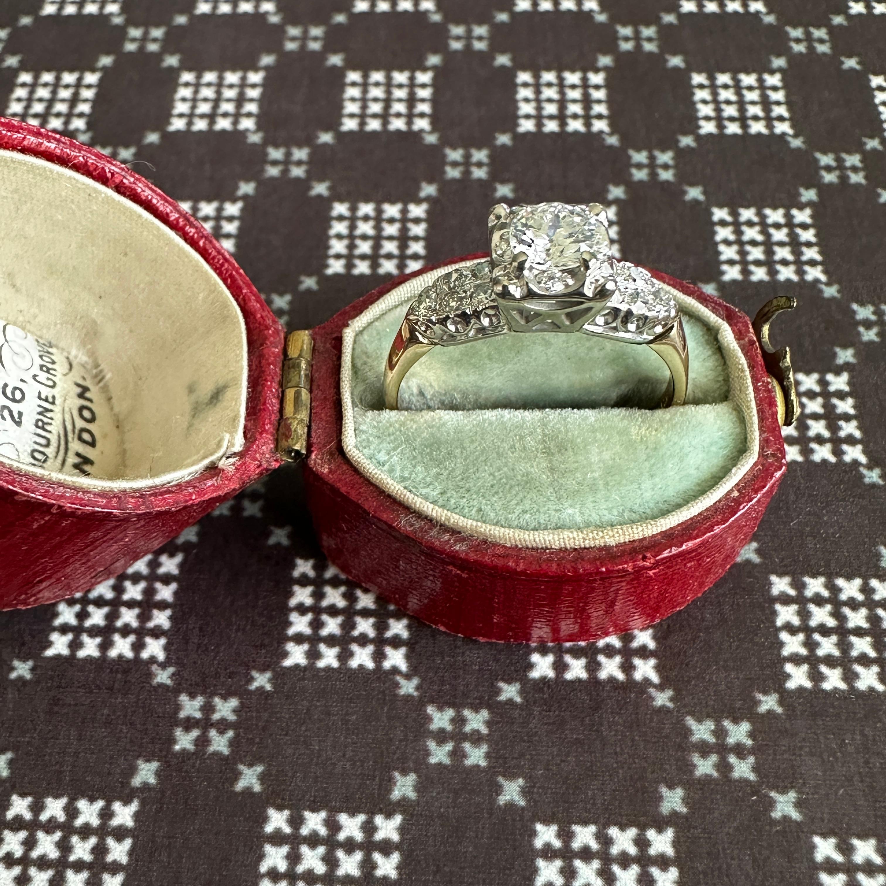 Anello di fidanzamento d'epoca con diamante da 0,40 carati in oro bicolore 14K in vendita 8