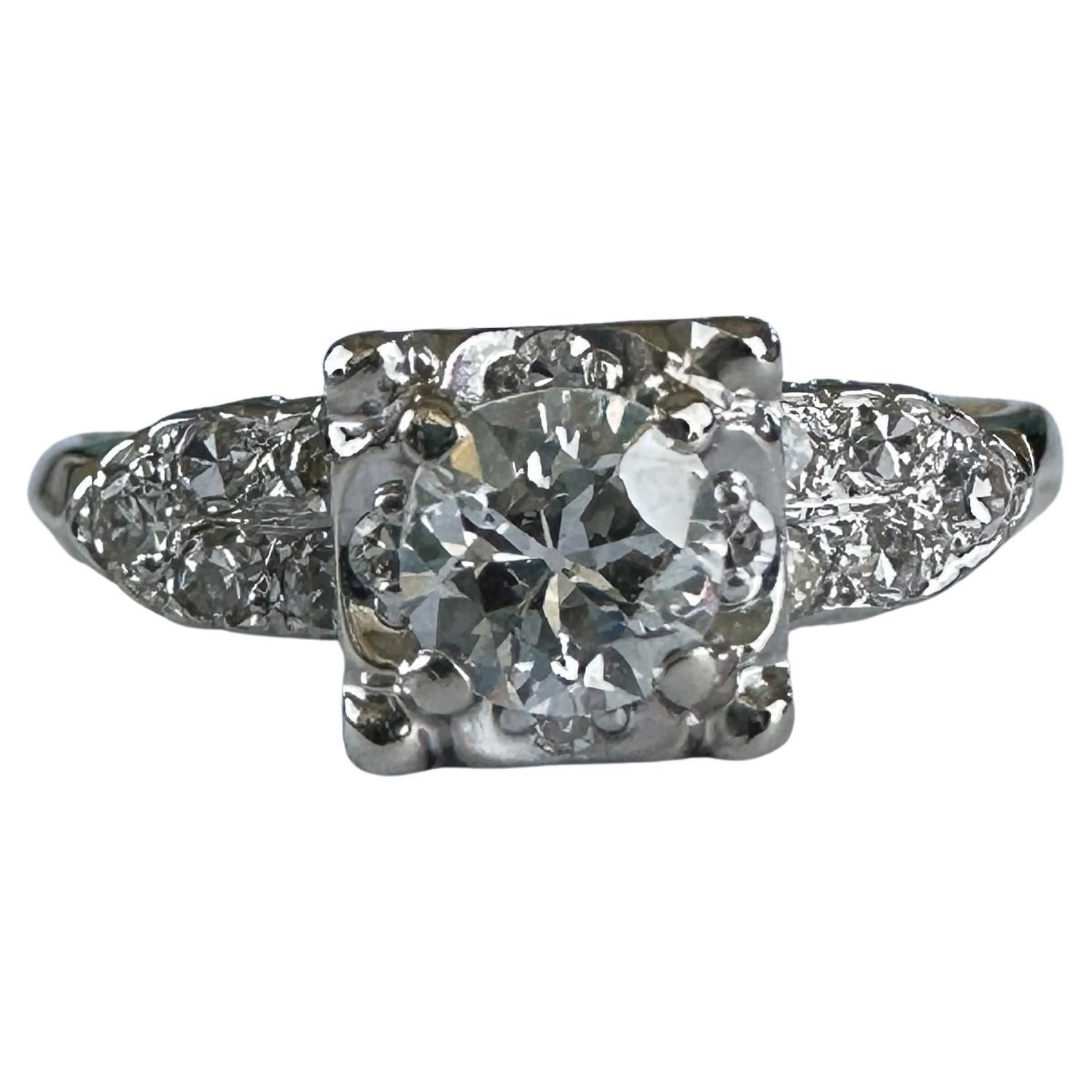 Bague de fiançailles vintage en or bicolore 14K avec diamant de 0,40ct
