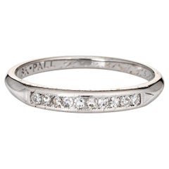 Vintage 40s Diamond Wedding Band 18k Palladium Estate Ring Schmuck