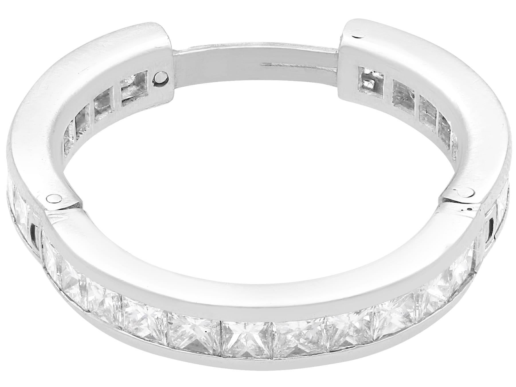 Princess Cut Vintage 4.10 Carat Diamond and 18k White Gold Eternity Ring For Sale