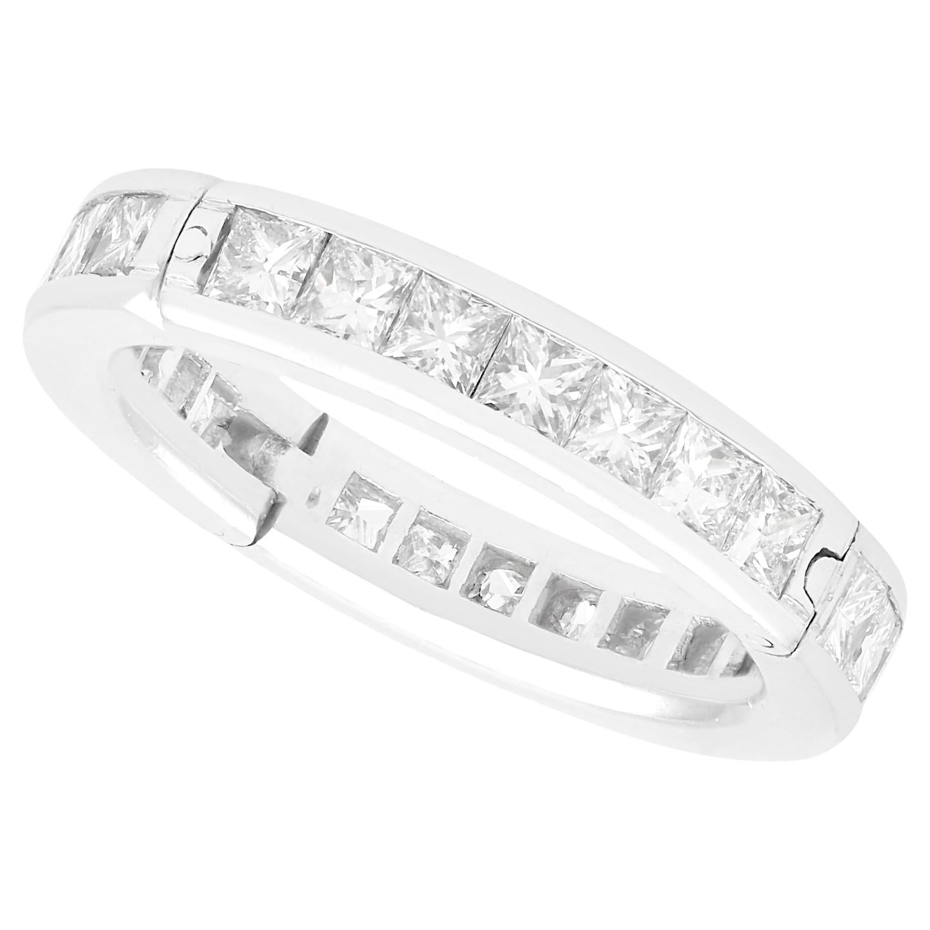 Vintage 4.10 Carat Diamond and 18k White Gold Eternity Ring For Sale