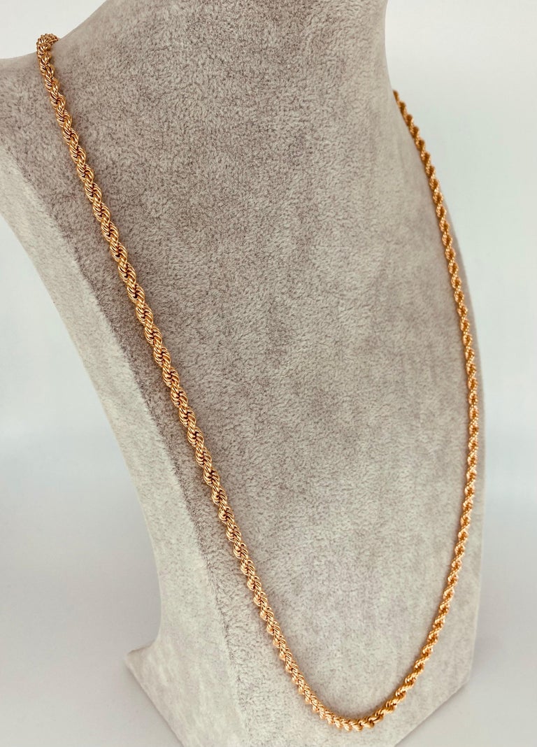 Vintage 18k Rose Gold Rope Chain For Sale at 1stDibs