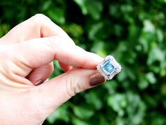 Vintage 4.12 Carat Aquamarine and 1.95 Carat Diamond Platinum Cluster Ring