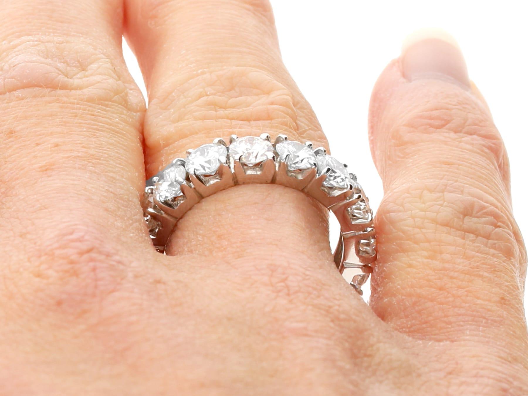 Vintage 4.12 Carat Diamond and 18k White Gold Full Eternity Ring 4
