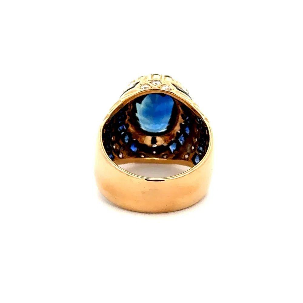 Women's Vintage 4.12 Carat Sapphire GIA and Diamond Gold Statement Ring For Sale